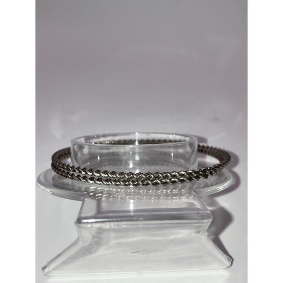 NWOT! Two Twisting Silver-Tone 2 7/8" Bangle Bracelets! - Picture 8 of 8